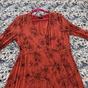 FLORAL PRINT BELL SLEEVE SKATER DRESS